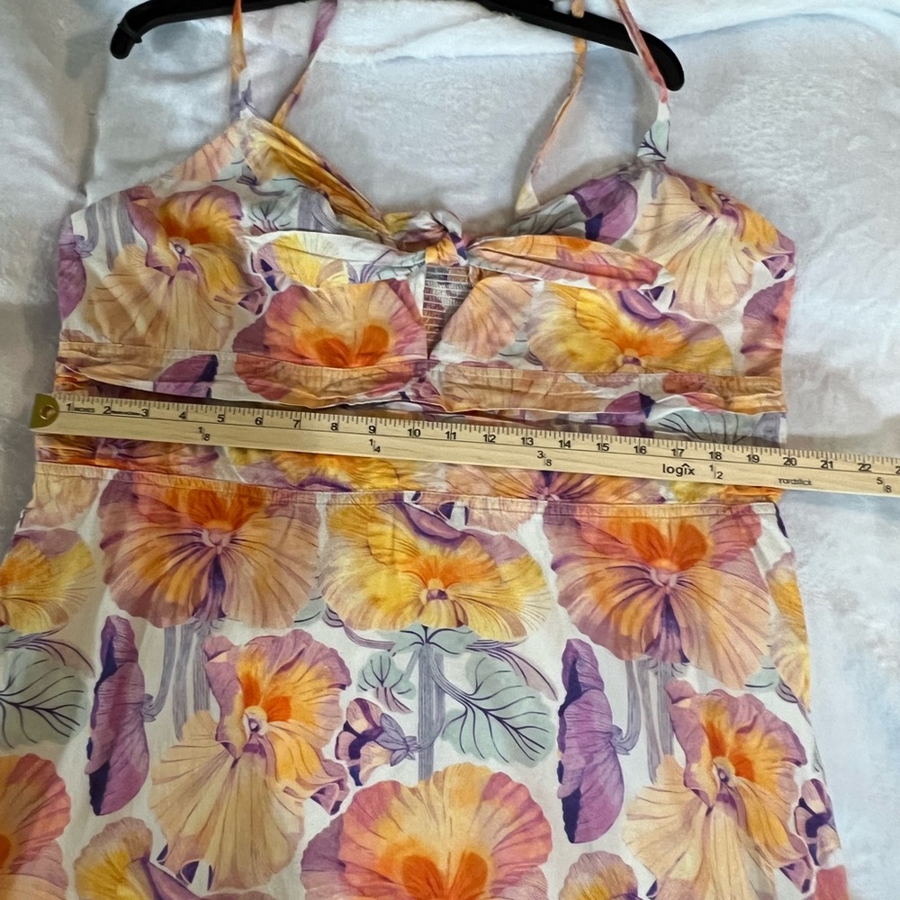 Anthropologie Floral Midi Dress in Yellow, Purple, Orange - Picture 6 of 8